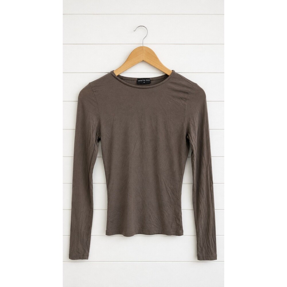 White Fox Brown Long Sleeve Modal T-Shirt M
